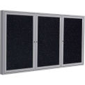 Ghent&#174; 3 Door Enclosed Recycled Rubber Bulletin Board, 96&quot;W x48&quot;H, Confetti w/Silver Frame