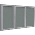 Ghent&#174; 3 Door Enclosed Fabric Bulletin Board, Gray Fabric/Silver Frame, 72&quot;W x 48&quot;H