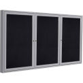 Ghent&#174; 3 Door Enclosed Recycled Rubber Bulletin Board, 96&quot;W x48&quot;H, Black w/Silver Frame