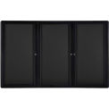 Ghent&#174; 3 Door Ovation Bulletin Board, Black Fabric/Black Frame, 72-1/8&quot;W x 48-1/8&quot;H