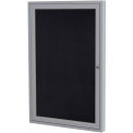 Ghent&#174; 1 Door Enclosed Recycled Rubber Bulletin Board, 24&quot;W x36&quot;H, Black w/Silver Frame