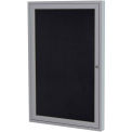 Ghent&#174; 1 Door Enclosed Recycled Rubber Bulletin Board, 36&quot;W x36&quot;H, Black w/Silver Frame
