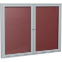 Ghent&#174; 2 Door Enclosed Flannel Letter Board w/Silver Frame, 60&quot;W x 36&quot;H, Burgundy
