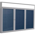 Ghent&#174; 3 Door Enclosed Vinyl Bulletin Board w/Header, Navy w/Silver Frame, 96&quot;W x 48&quot;H