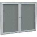 Ghent&#174; 2 Door Enclosed Fabric Bulletin Board, Gray Fabric/Silver Frame, 60&quot;W x 36&quot;H