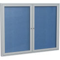 Ghent&#174; 2 Door Enclosed Vinyl Bulletin Board, Ocean w/Silver Frame, 60&quot;W x 36&quot;H