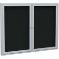 Ghent&#174; 2 Door Enclosed Fabric Bulletin Board, Black Fabric/Silver Frame, 60&quot;W x 36&quot;H