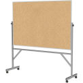 Ghent&#174; Mobile Reversible Double Sided Cork Board, Aluminum Frame, 77&quot;W x 78-1/4&quot;H