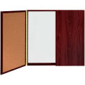 Ghent&#174; Conference Mahogany Cabinet, Porcelain Magnetic Whiteboard w/Cork on Interior of Doors