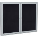 Ghent&#174; 2 Door Enclosed Recycled Rubber Bulletin Board, 48&quot;W x36&quot;H, Black w/Silver Frame