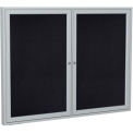 Ghent&#174; 2 Door Enclosed Recycled Rubber Bulletin Board, 60&quot;W x48&quot;H, Black w/Silver Frame