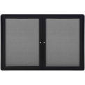 Ghent&#174; 2 Door Ovation Bulletin Board, Gray Fabric/Black Frame, 60-1/8&quot;W x 36-1/8&quot;H