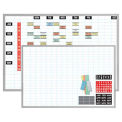 Magna Visual Porcelain Whiteboard w/ 1&quot;X2&quot; Grid & Magnetic Cardholder Planning Kit, White, 36 x 24