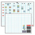 Magna Visual Porcelain Whiteboard w/ 1&quot;X2&quot; Grid & Magnetic Cardholder Planning Kit, White, 48 x 36