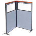 36-1/4&quot;W x 61-1/2&quot;H Deluxe Freestanding 2-Panel Corner Divider with Partial Window, Blue