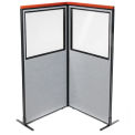 36-1/4&quot;W x 73-1/2&quot;H Deluxe Freestanding 2-Panel Corner Divider with Partial Window, Gray
