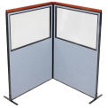 48-1/4&quot;W x 73-1/2&quot;H Deluxe Freestanding 2-Panel Corner Divider with Partial Window, Blue