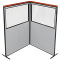 48-1/4&quot;W x 73-1/2&quot;H Deluxe Freestanding 2-Panel Corner Divider with Partial Window, Gray