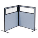 36-1/4&quot;W x 42&quot;H Freestanding 2-Panel Corner Room Divider with Partial Window, Blue