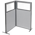 36-1/4&quot;W x 60&quot;H Freestanding 2-Panel Corner Room Divider with Partial Window, Gray
