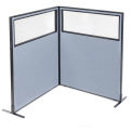 48-1/4&quot;W x 60&quot;H Freestanding 2-Panel Corner Room Divider with Partial Window, Blue