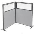 48-1/4&quot;W x 60&quot;H Freestanding 2-Panel Corner Room Divider with Partial Window, Gray