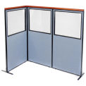 36-1/4&quot;W x 73-1/2&quot;H Deluxe Freestanding 3-Panel Corner Divider with Partial Window, Blue