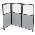 36-1/4&quot;W x 72&quot;H Freestanding 3-Panel Corner Room Divider with Partial Window, Gray