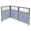48-1/4&quot;W x 60&quot;H Freestanding 3-Panel Corner Room Divider with Partial Window, Blue
