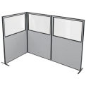 48-1/4&quot;W x 72&quot;H Freestanding 3-Panel Corner Room Divider with Partial Window, Gray