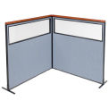 60-1/4&quot;W x 61-1/2&quot;H Deluxe Freestanding 2-Panel Corner Divider with Partial Window, Blue