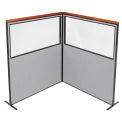 60-1/4&quot;W x 73-1/2&quot;H Deluxe Freestanding 2-Panel Corner Divider with Partial Window, Gray