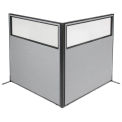 60-1/4&quot;W x 60&quot;H Freestanding 2-Panel Corner Room Divider with Partial Window, Gray