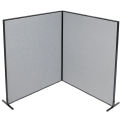 60-1/4&quot;W x 72&quot;H Freestanding 2-Panel Corner Room Divider, Gray