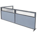 60-1/4&quot;W x 42&quot;H Freestanding 3-Panel Corner Room Divider with Partial Window, Blue