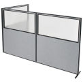 60-1/4&quot;W x 72&quot;H Freestanding 3-Panel Corner Room Divider with Partial Window, Gray