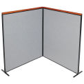 60-1/4&quot;W x 73-1/2&quot;H Deluxe Freestanding 2-Panel Corner Room Divider, Gray