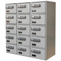 Hallowell Tablet/Cell Phone Locker 27x12x30-1/2 15 Door-3 Wide Digitech Locks Gray