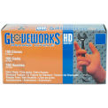 GWON Gloveworks Industrial Grade Textured Nitrile Gloves, Powder-Free, Orange, XL, 100/Box