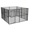 Lucky Dog Modular Dog Kennel, European Style, 72&quot;H x 120&quot;W x 120&quot;L, Black