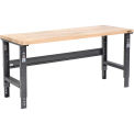 72"W x 30"D Square Edge Birch Butcher Block Work Bench, 1-3/4" Top - Adjustable Height - Black