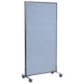 36-1/4&quot;W x 75&quot;H Mobile Office Partition Panel, Blue