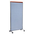 36-1/4&quot;W x 76-1/2&quot;H Mobile Deluxe Office Partition Panel, Blue