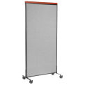 36-1/4&quot;W x 76-1/2&quot;H Mobile Deluxe Office Partition Panel, Gray