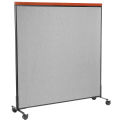 60-1/4&quot;W x 64-1/2&quot;H Mobile Deluxe Office Partition Panel, Gray