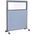 48-1/4"W x 63"H Mobile Office Partition Panel with Partial Window, Blue