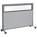60-1/4&quot;W x 45&quot;H Mobile Office Partition Panel with Partial Window, Gray