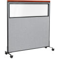 60-1/4&quot;W x 64-1/2&quot;H Mobile Deluxe Office Partition Panel with Partial Window, Gray