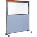 60-1/4&quot;W x 76-1/2&quot;H Mobile Deluxe Office Partition Panel with Partial Window, Blue