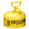 Justrite 7110200 Type I Steel Safety Can, 1 Gallon (4L), Self-Close Lid, Yellow